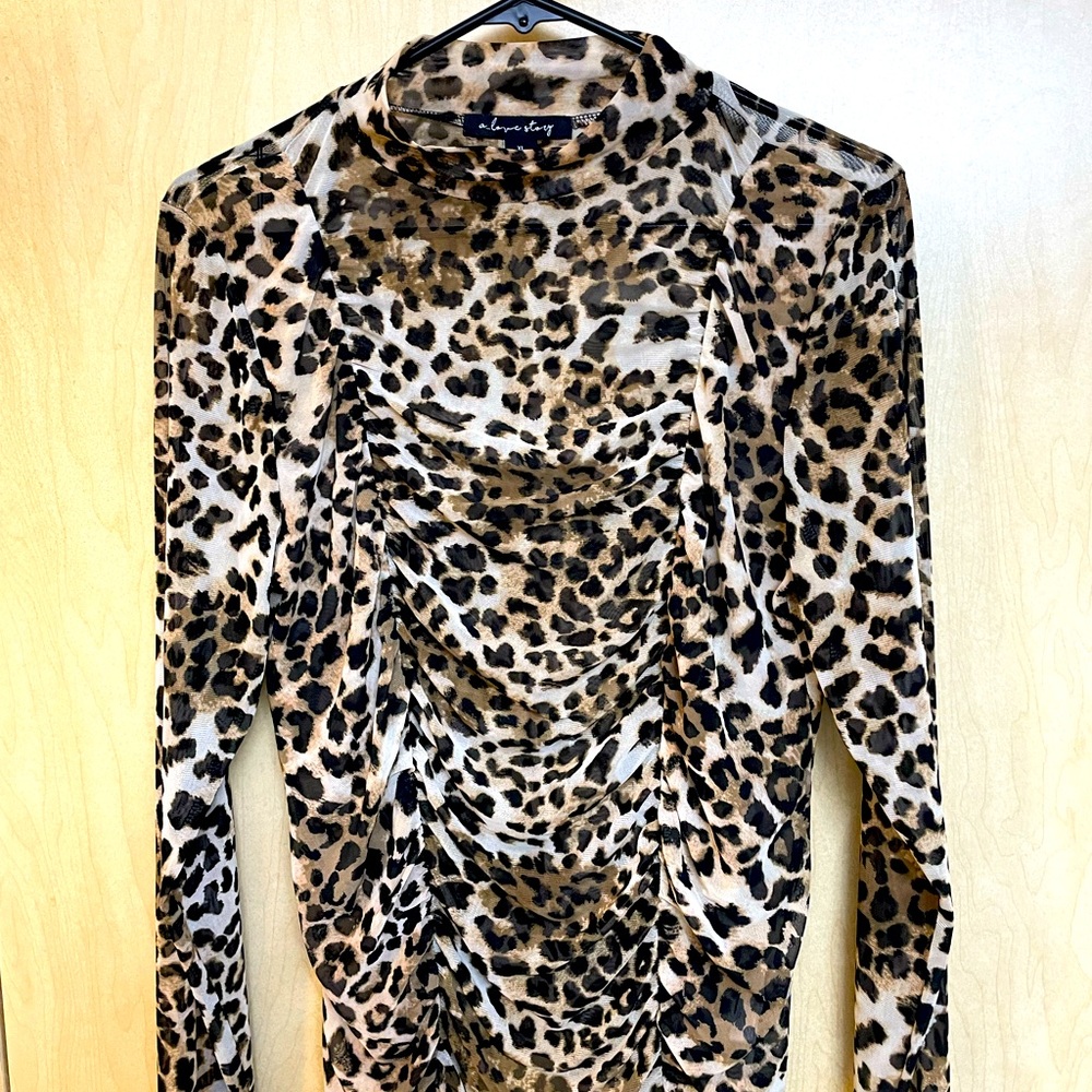Women’s cute Leopard print top.  See through top